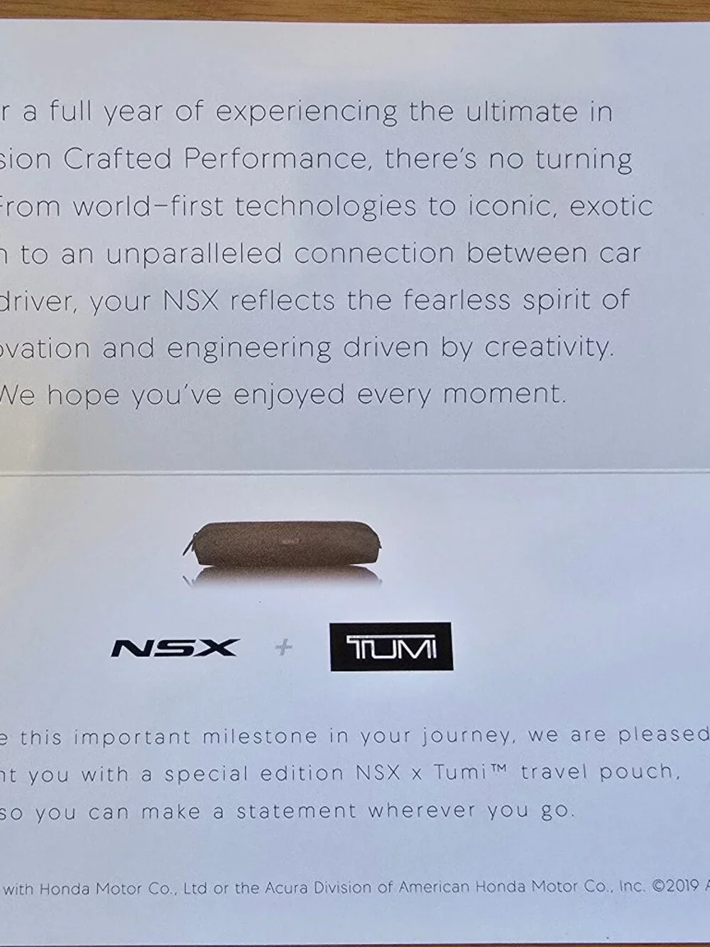 RARE - Special Edition NC1 NSX Tumi Collaboration - Pouch - NEW / Acura GENUINE